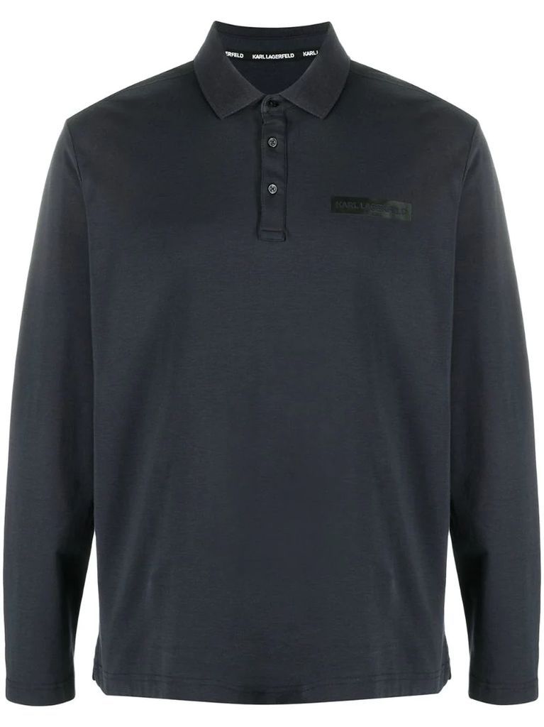 logo-print long-sleeved polo shirt