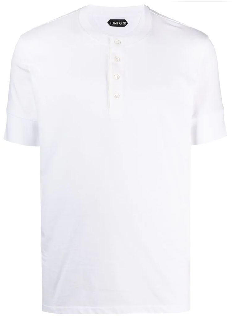 short-sleeved cotton Henley T-shirt