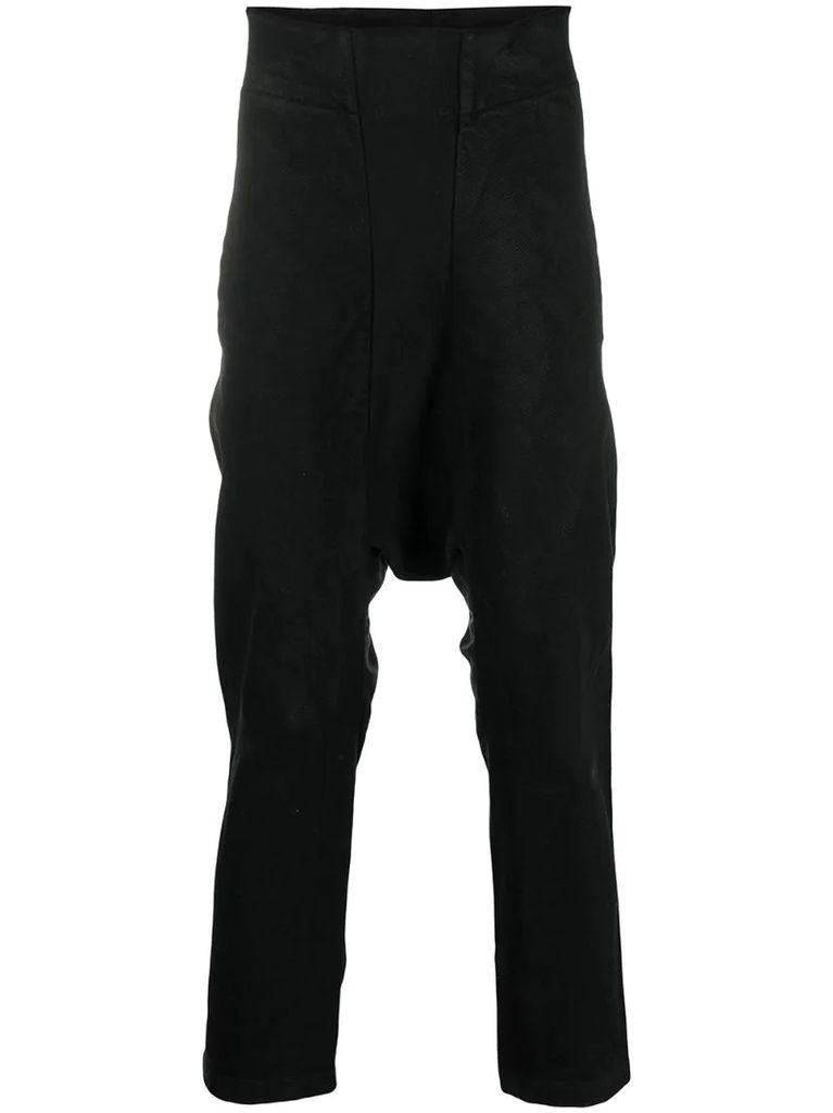 dropped-crotch tapered trousers