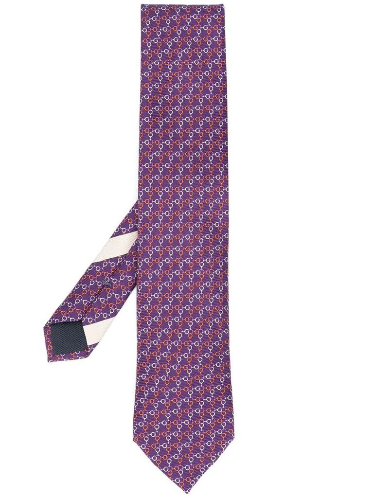 chain-link print silk tie