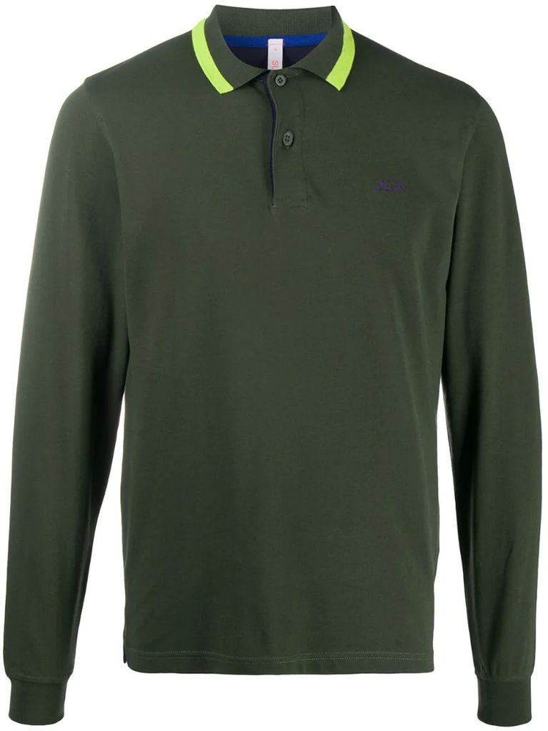 long sleeved polo shirt with contrast detail
