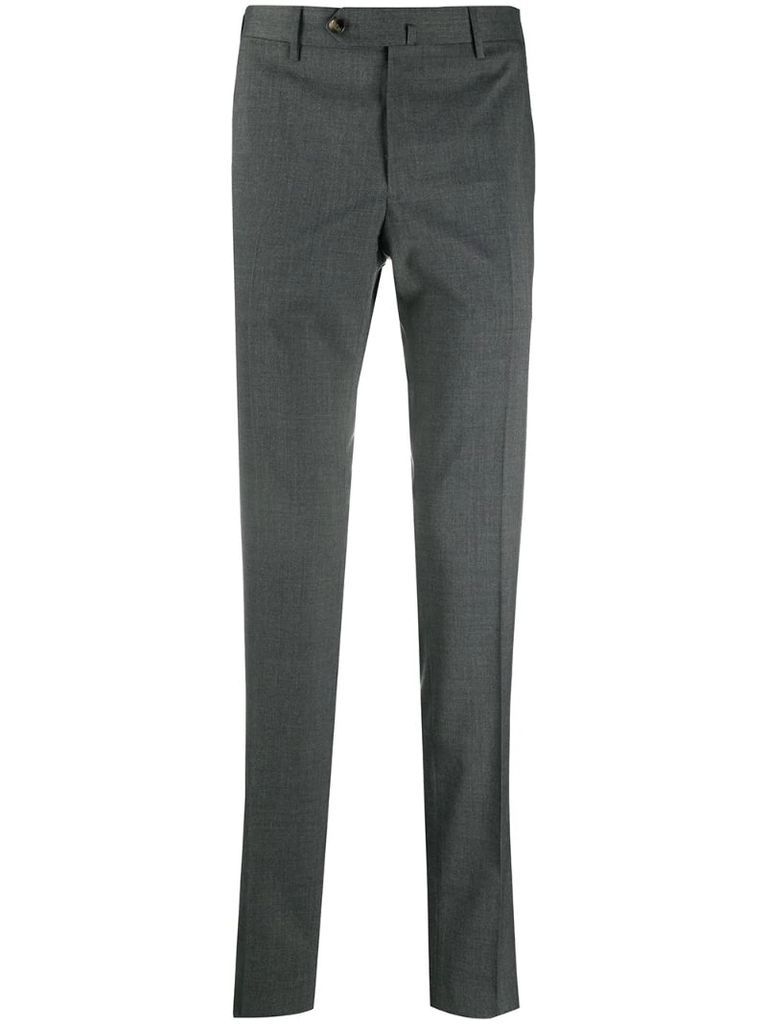 tapered fit wool blend trousers