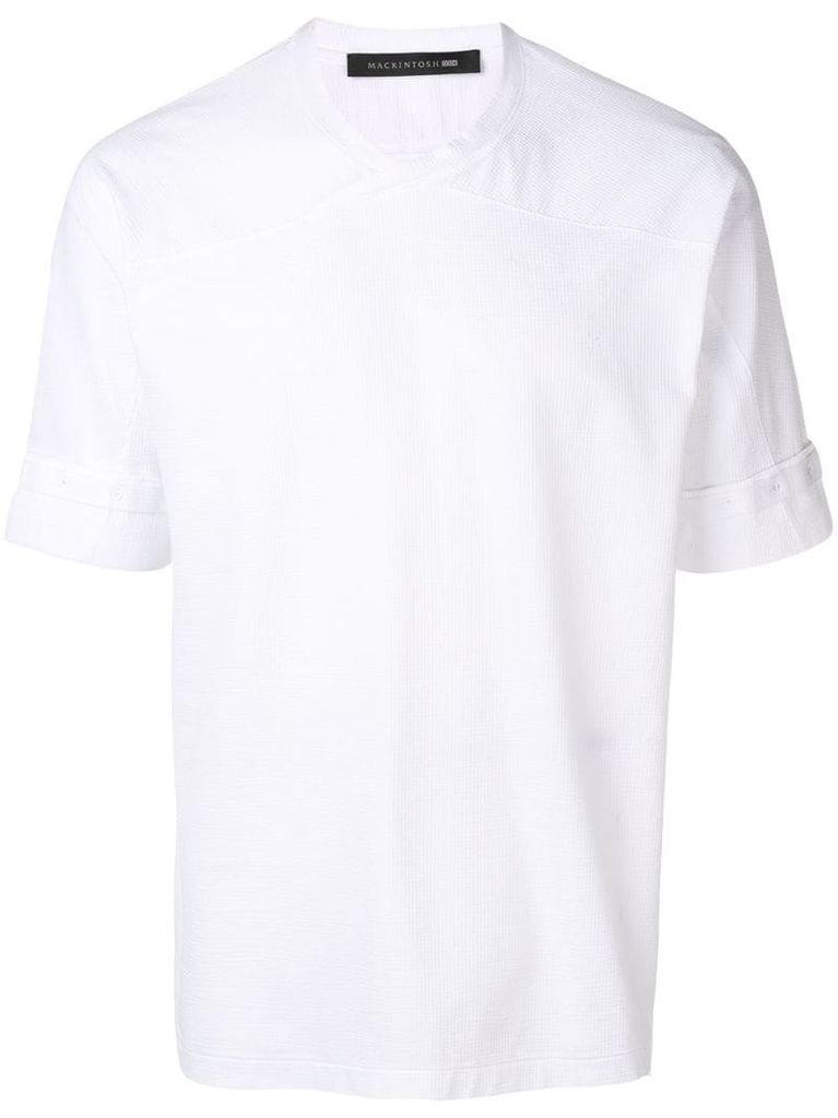 White Cotton Blend 0004 Cross Collar T-Shirt