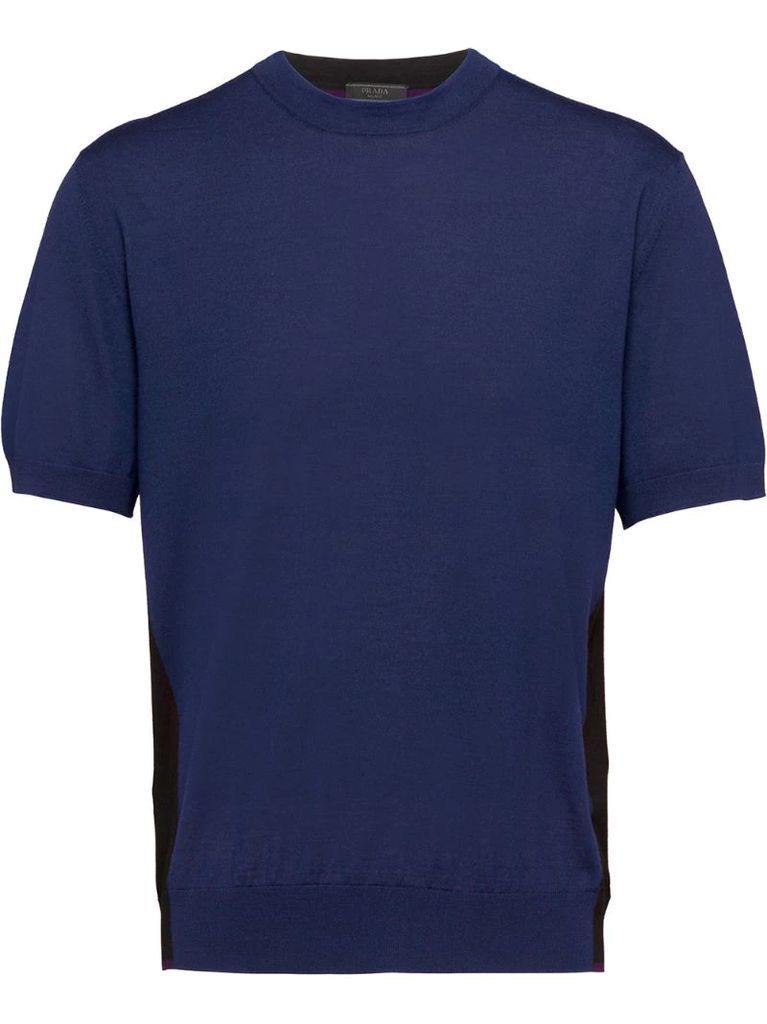 two-tone knitted T-shirt