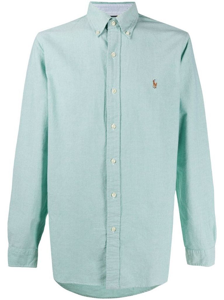 embroidered logo button-down shirt