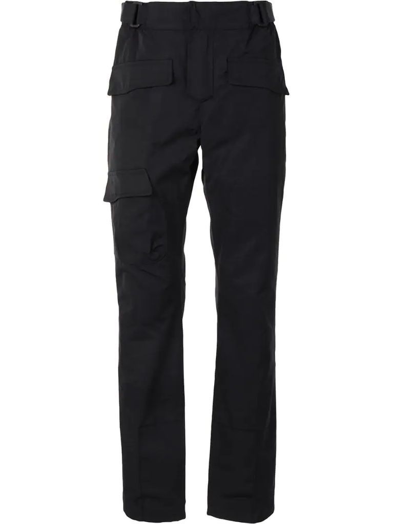 straight leg buckle detail trousers