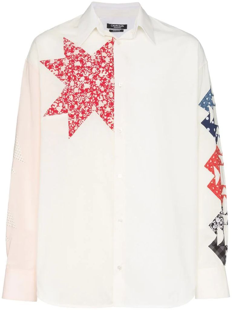 triangle embroidered cotton shirt