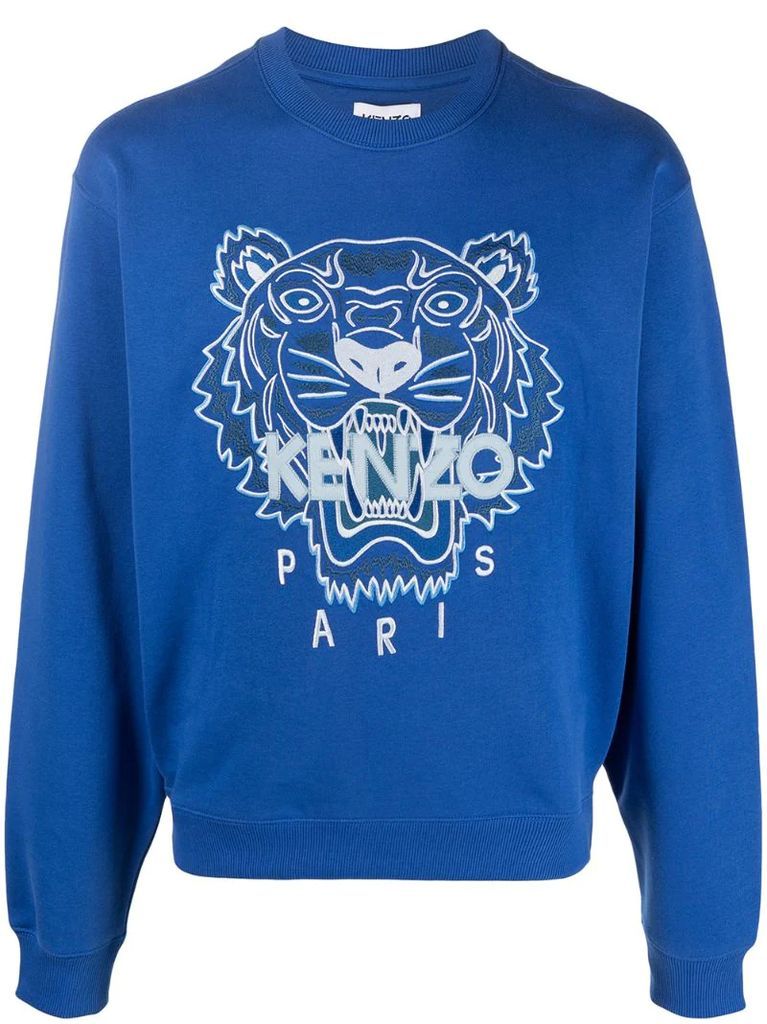 Tiger-print long-sleeved sweatshirt