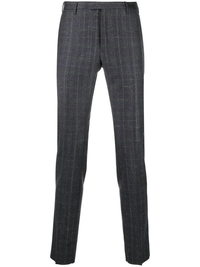 plaid check wool trousers