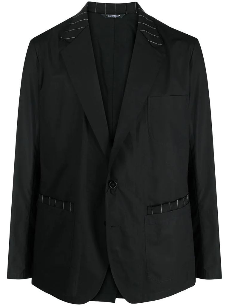 pinstriped details single-breasted blazer