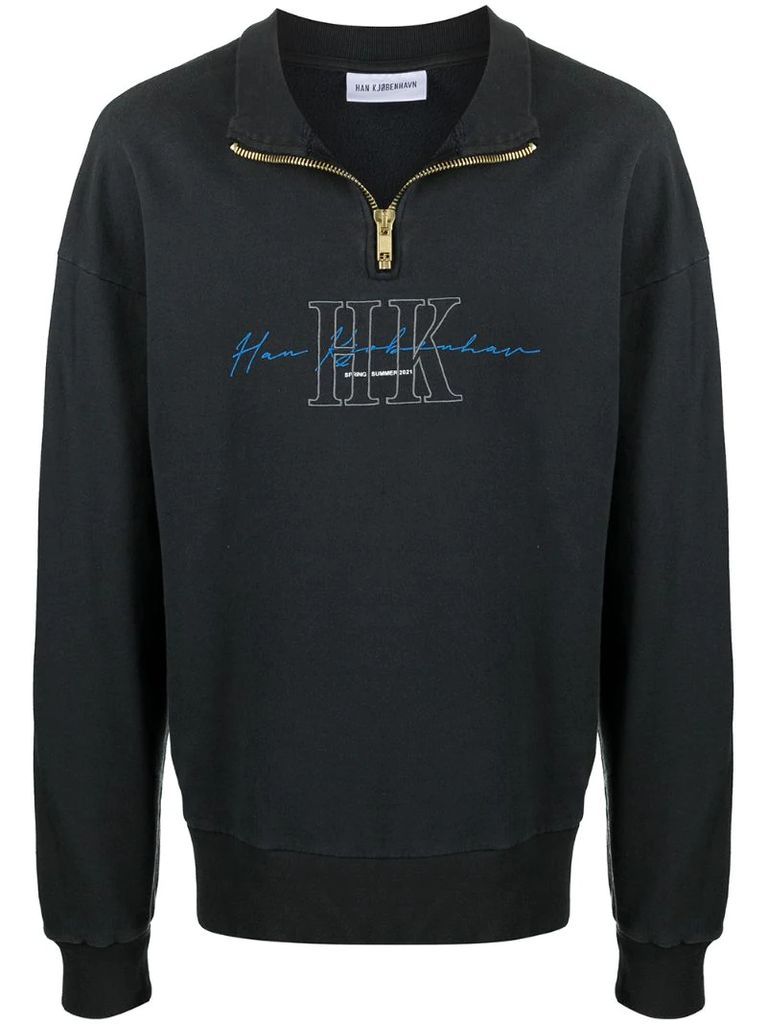 half-zip logo sweatshirt