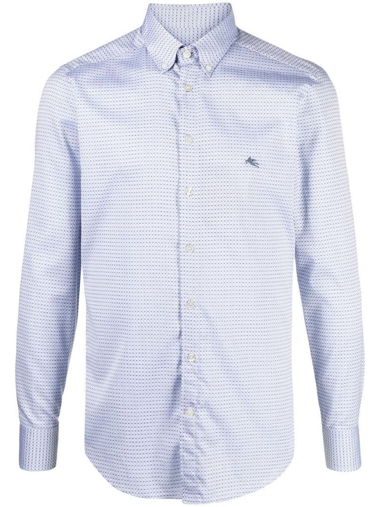geometric print button-down shirt