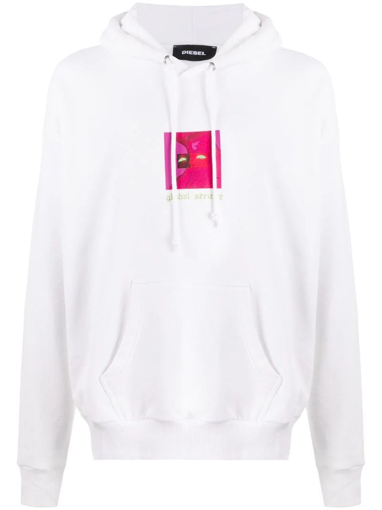 graphic printed fleece hoodie