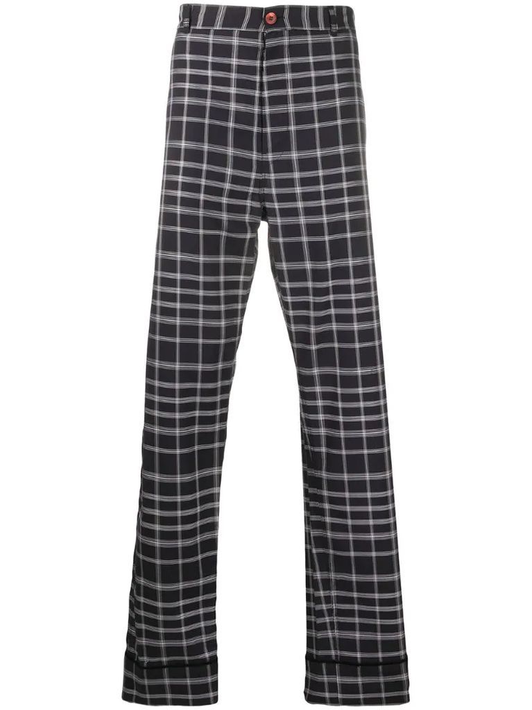 checked loose fit trousers