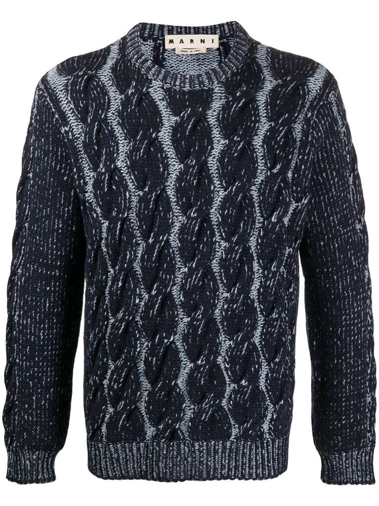 mottled cable knit jumper