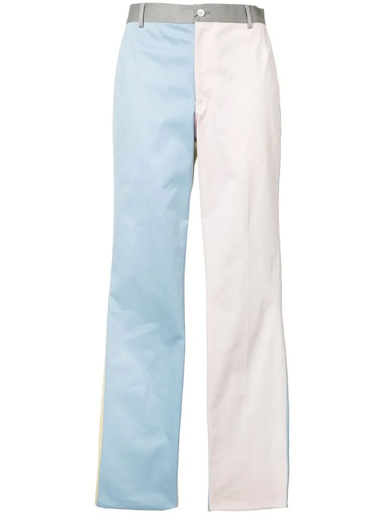block colour tapered trousers