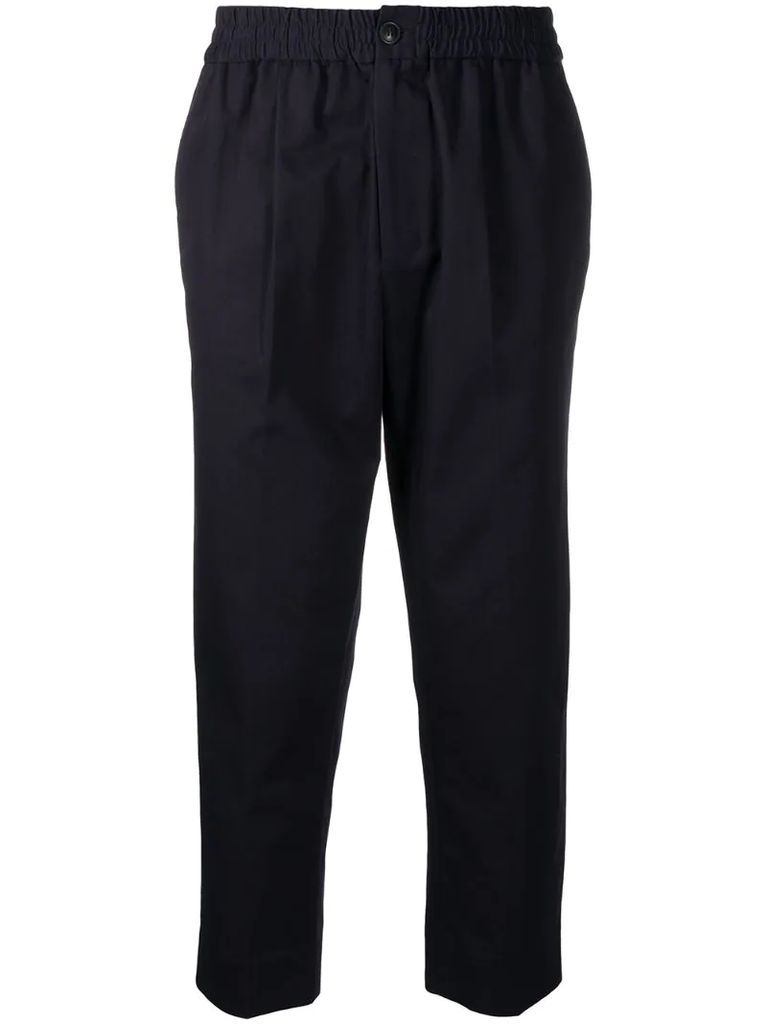 elasticated-waist cropped trousers