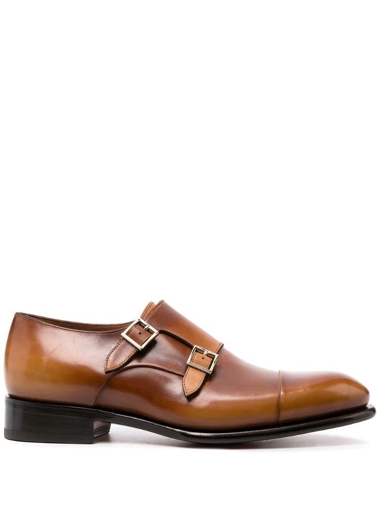 double-buckle polished loafers