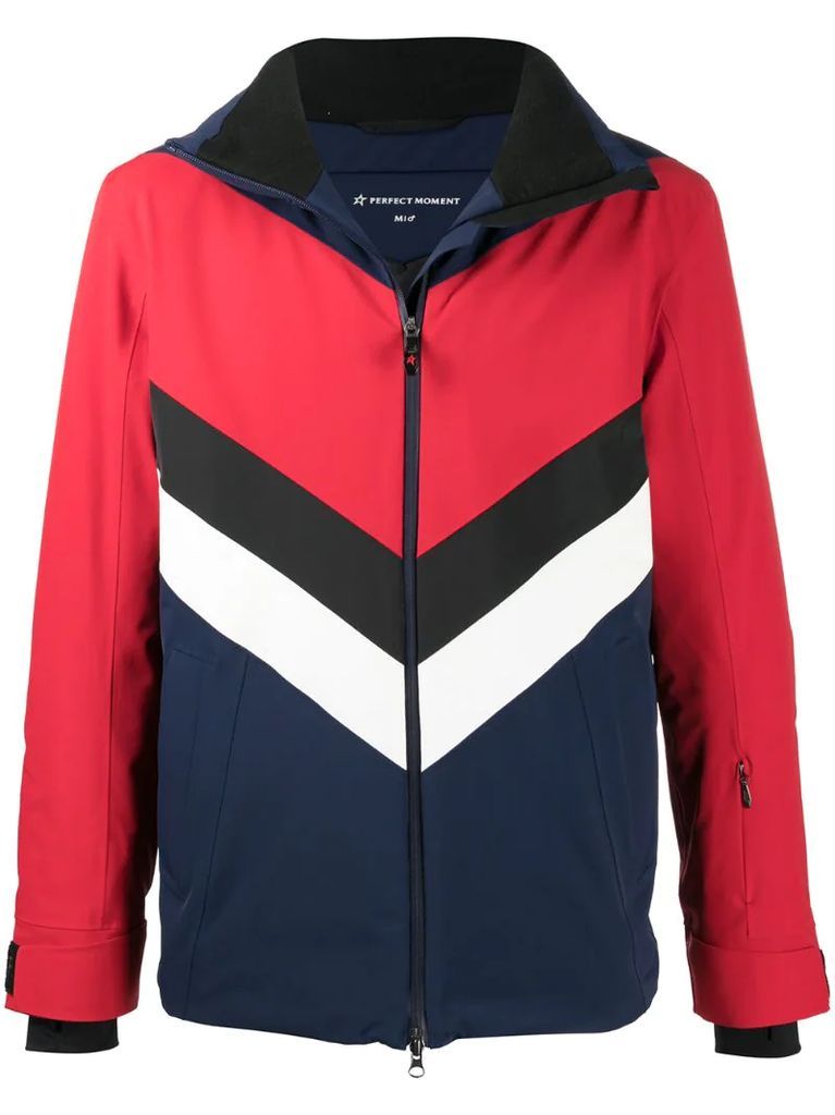 colour-block panelled hooded jacket