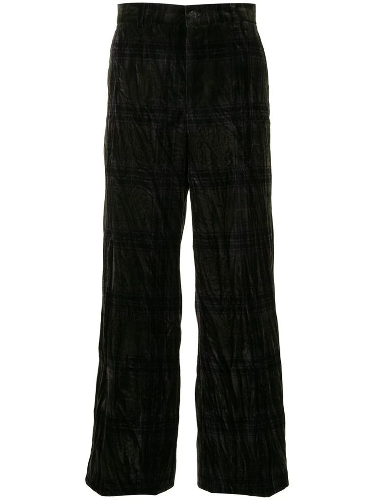 wide-leg checked trousers