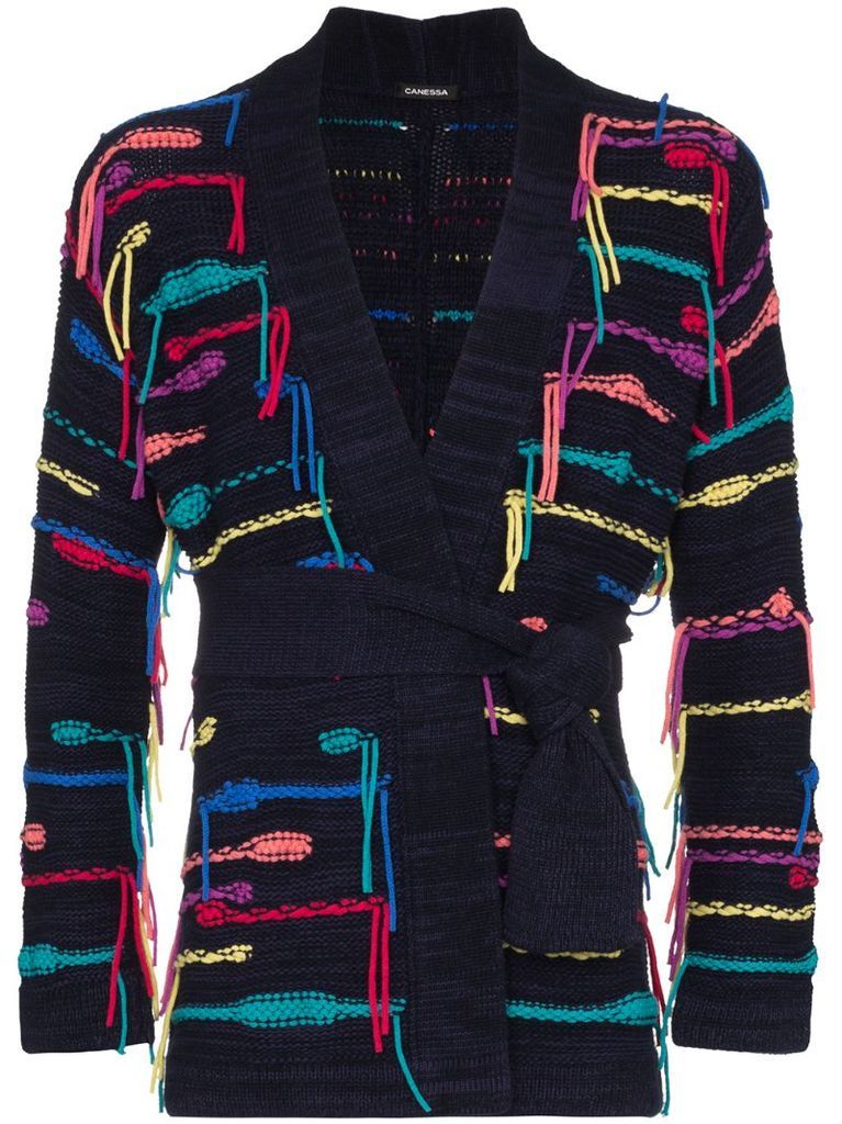 belted fringed cashmere-blend cardigan