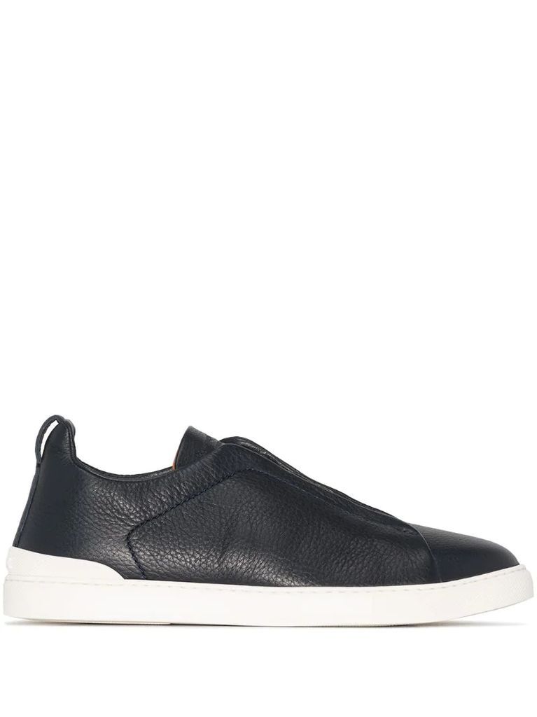 pebbled leather slip-on sneakers