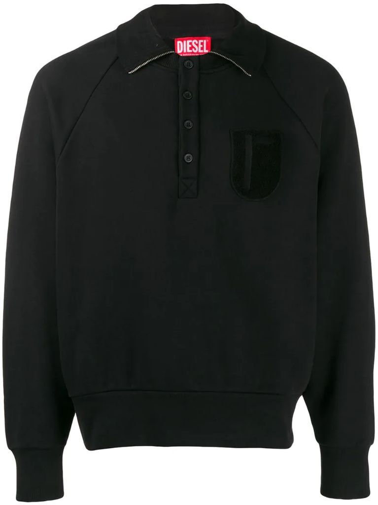 patch polo sweater