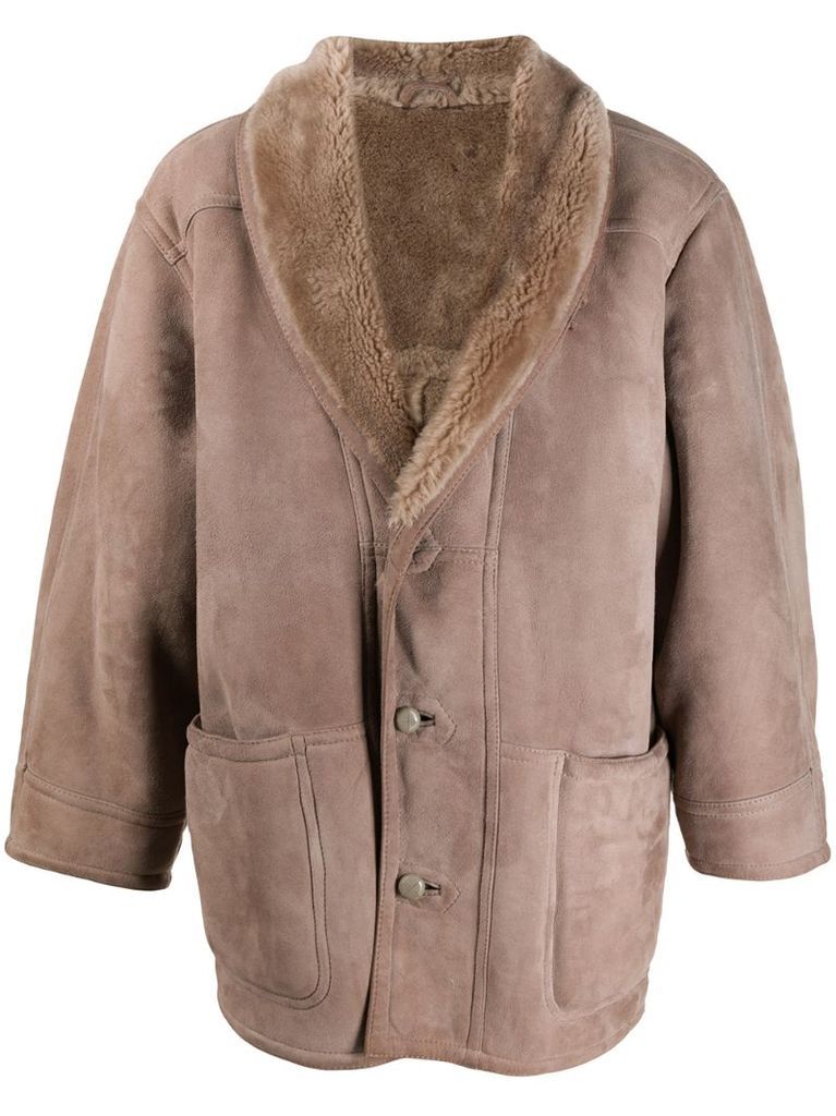 1980s fur-lined buttoned coat