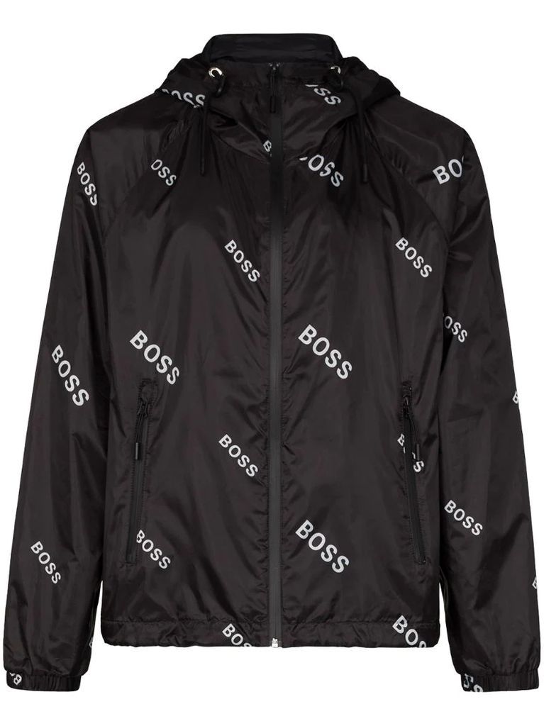 Caslo logo-print hooded track jacket
