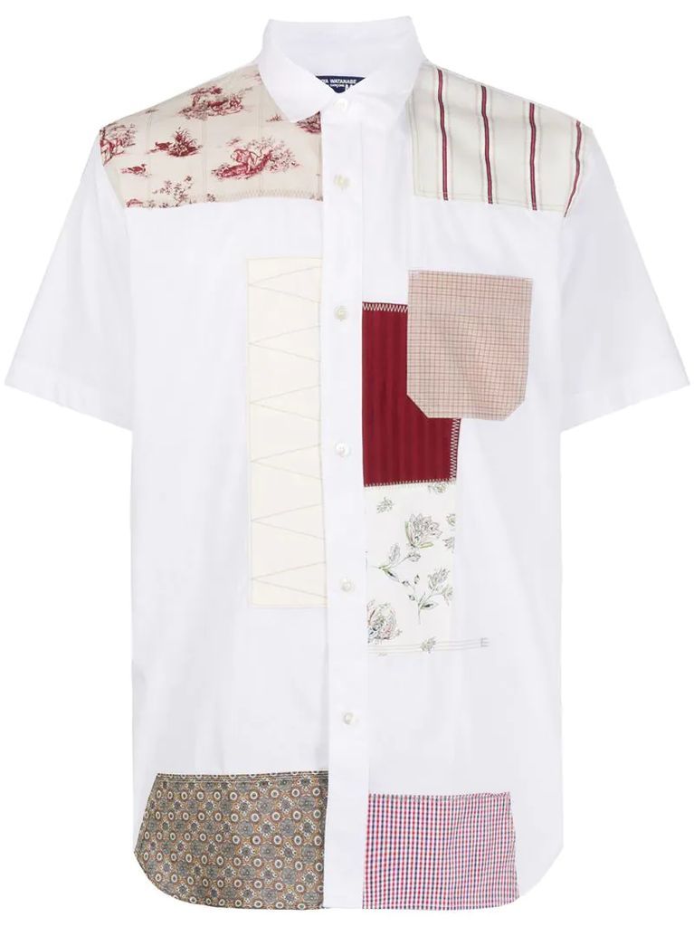patchwork mixed-print cotton shirt