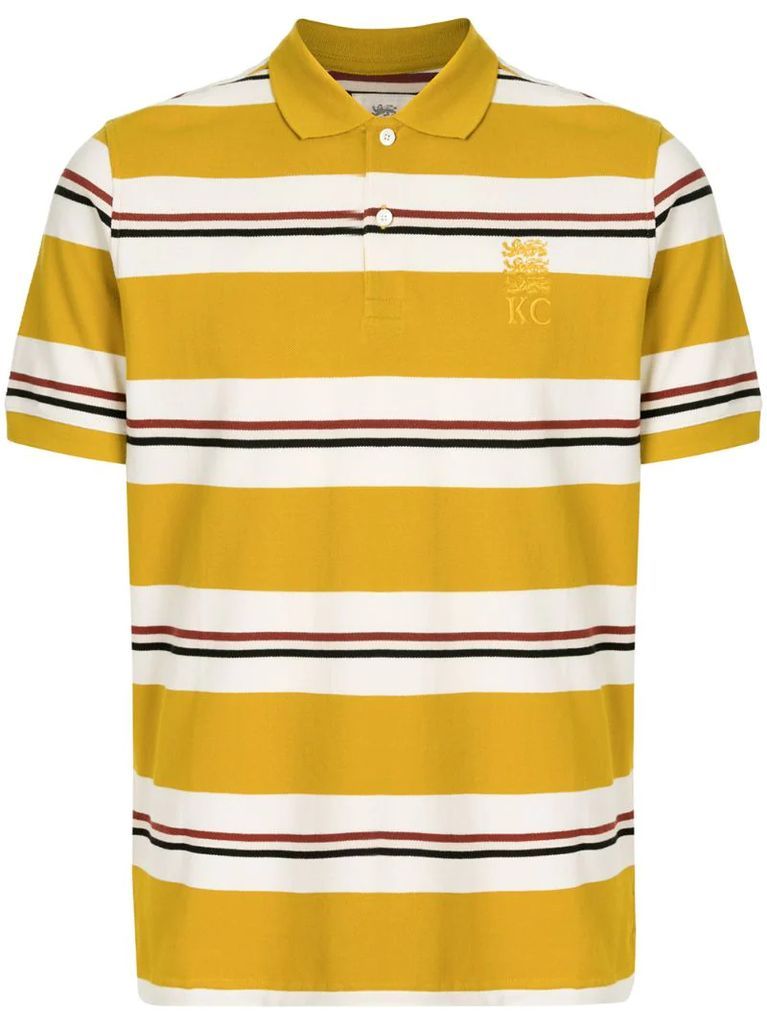 striped embroidered logo polo shirt