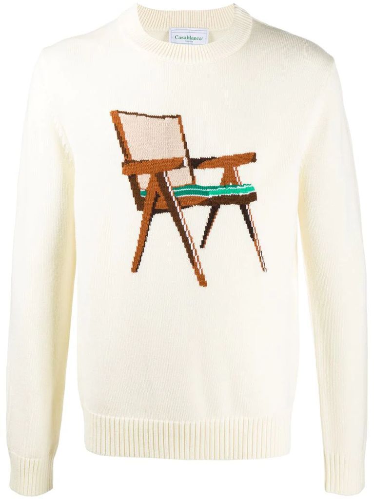intarsia chair knit jumper