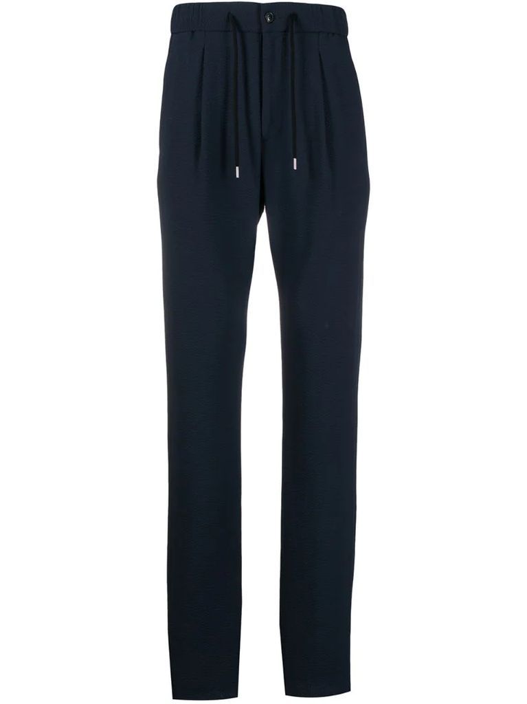 high-rise textured tailored trousers
