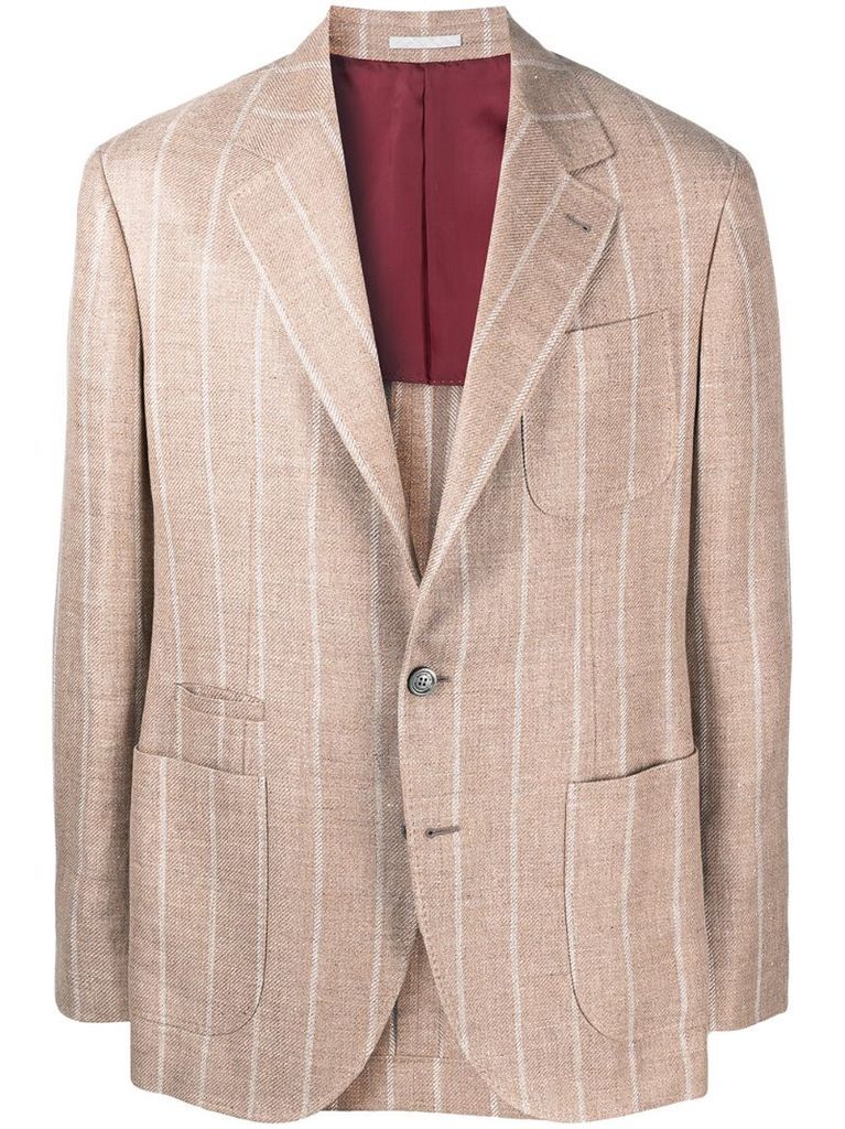 striped linen-blend blazer