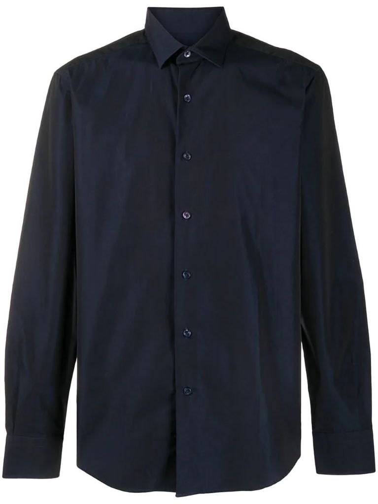 pointed-collar button-up shirt