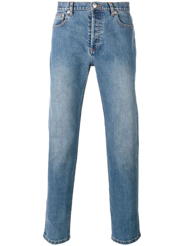 washed effect straight leg jeans