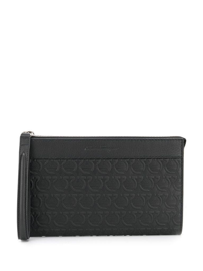 Gancini-embossed pouch