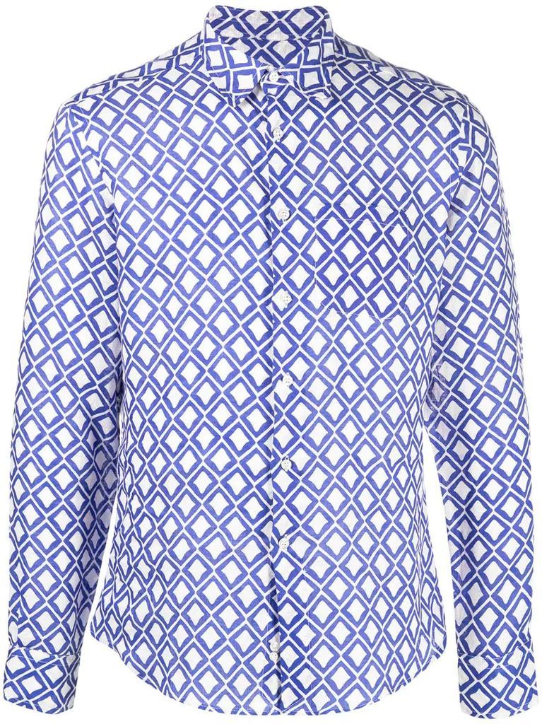 Teulada geometric print linen shirt