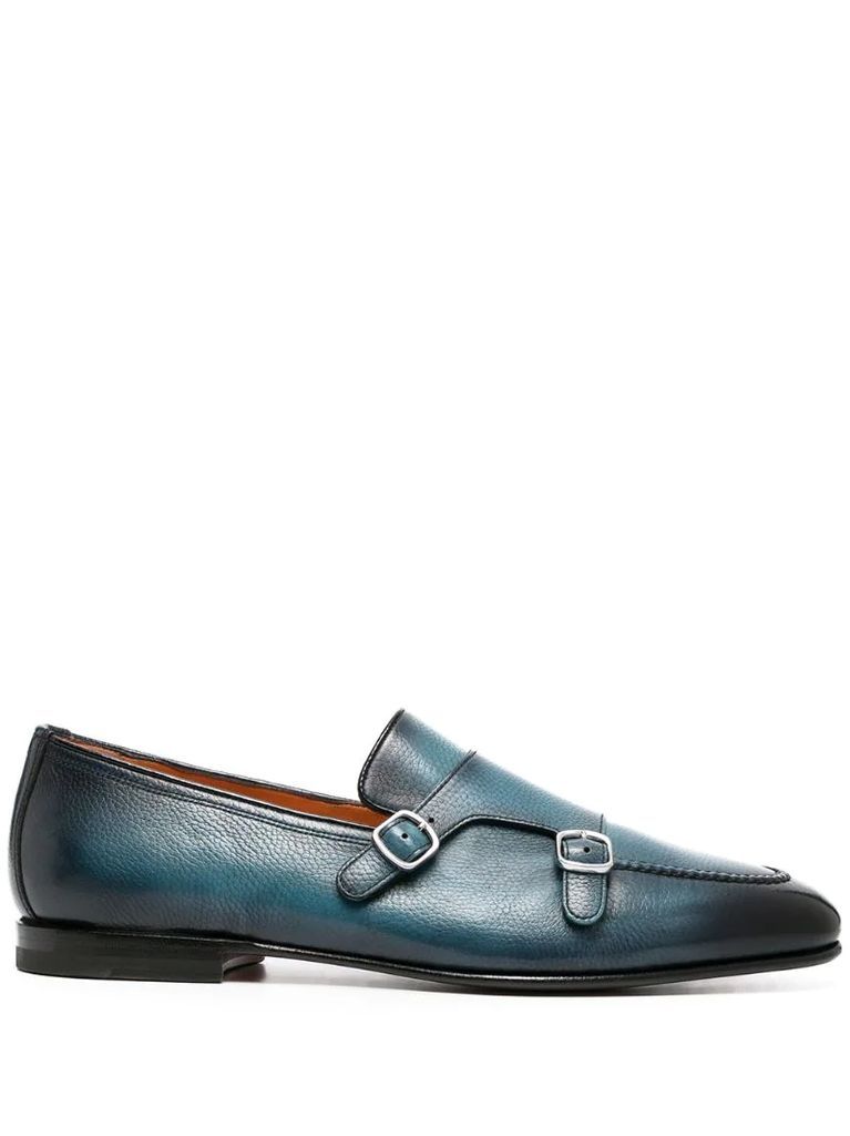 double-buckle leather loafers