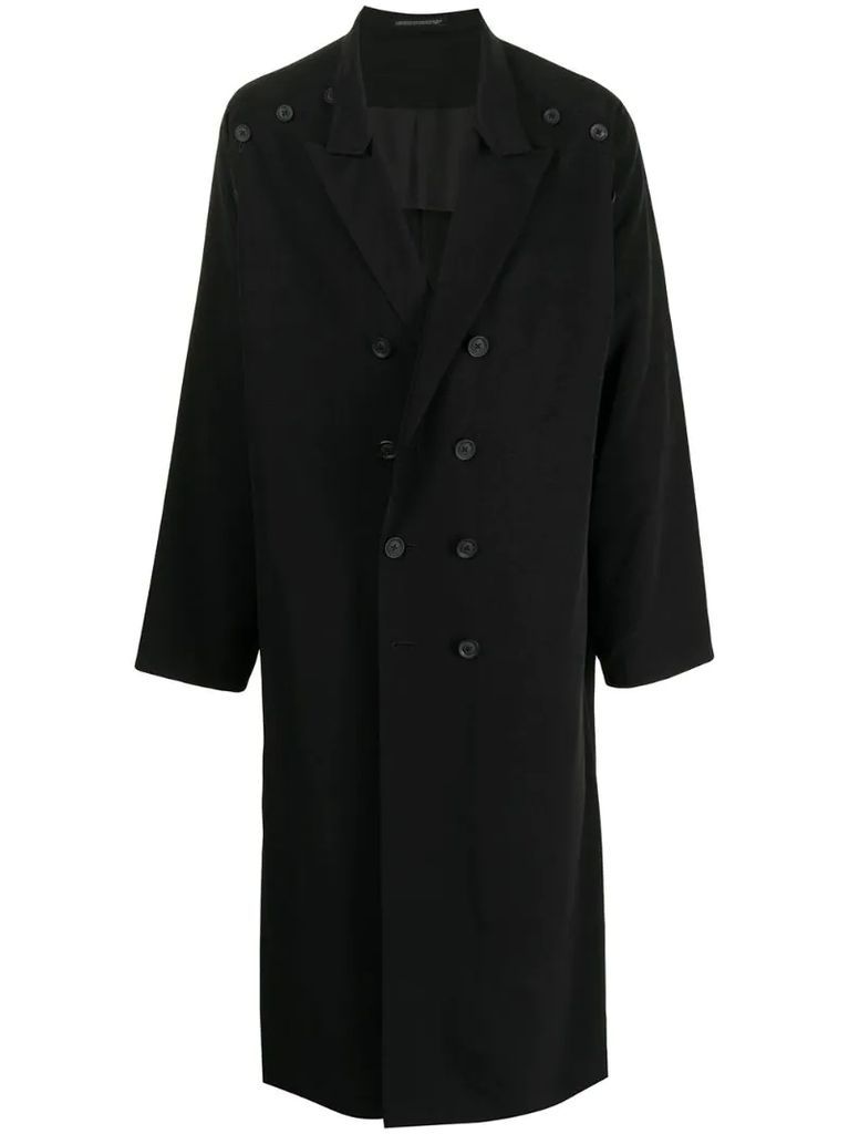 button-fastened panel double-breasted coat