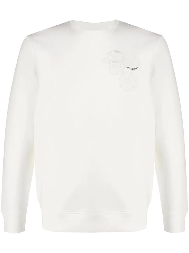 embroidered-patch sweatshirt