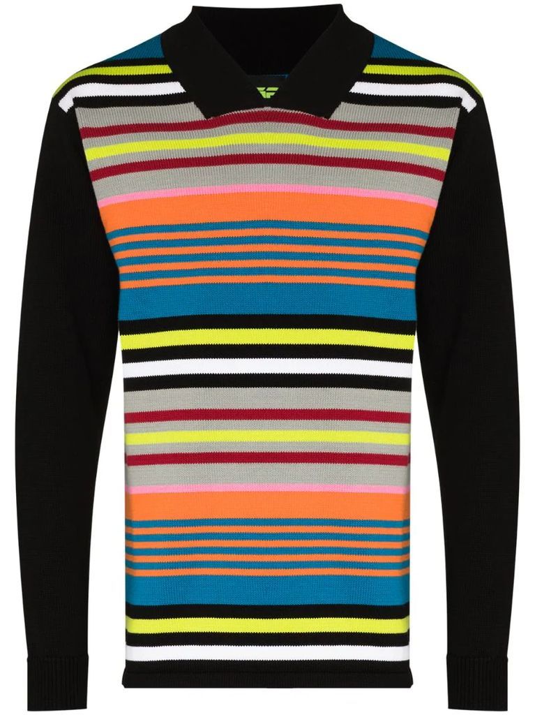 stripe knit polo-style shirt