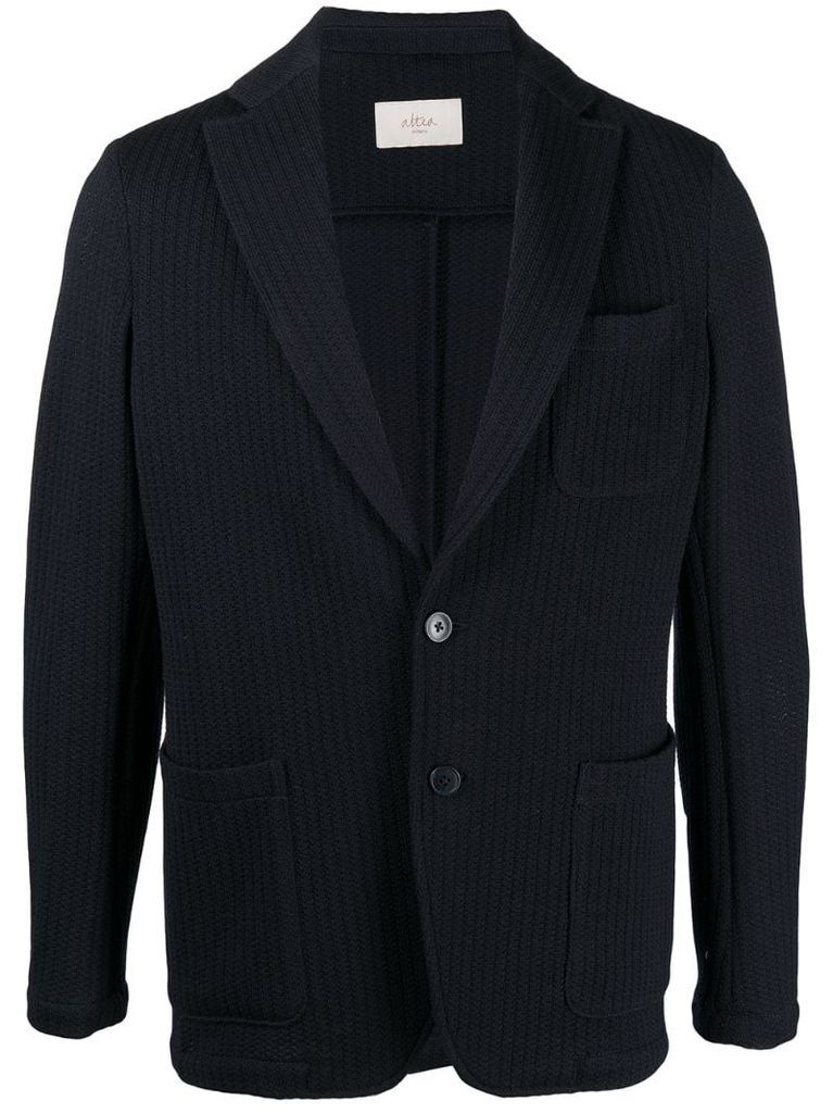 single breasted stripe-knit blazer