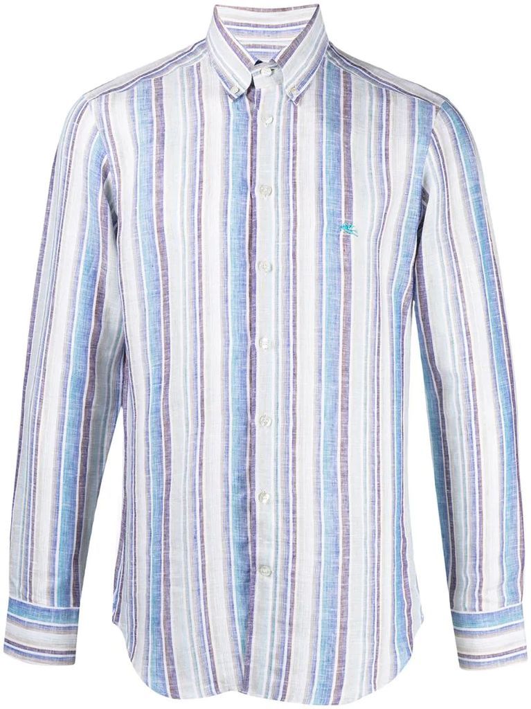 striped print linen shirt