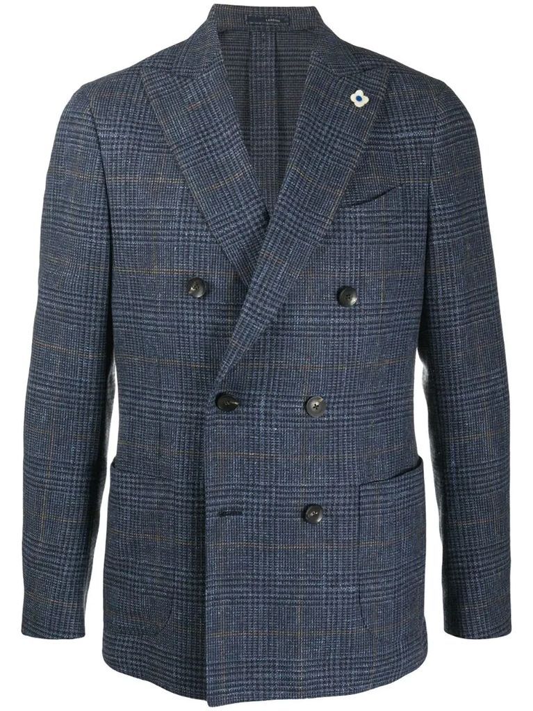 double breasted check blazer