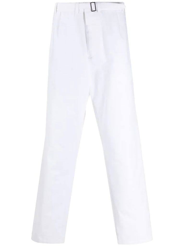 belted straight leg trousers
