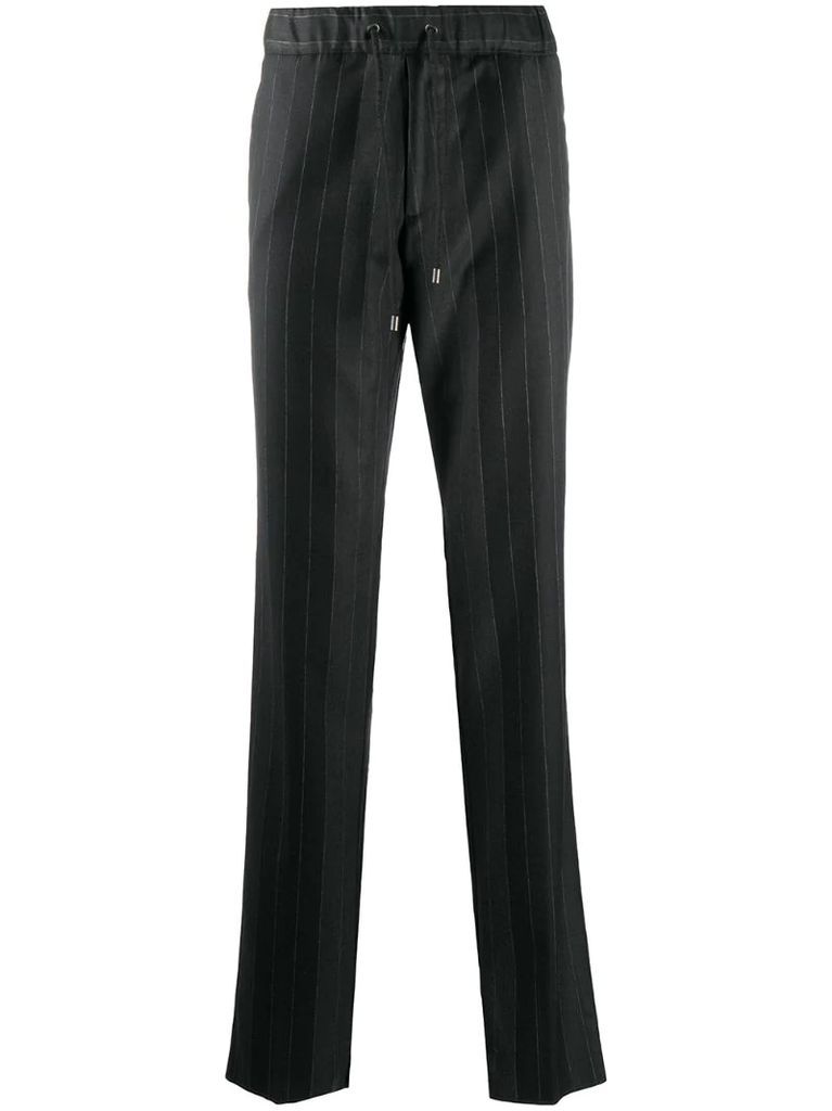 striped drawstring-waist trousers