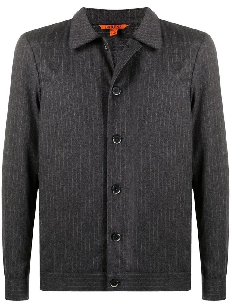 pinstripe button-up shirt jacket