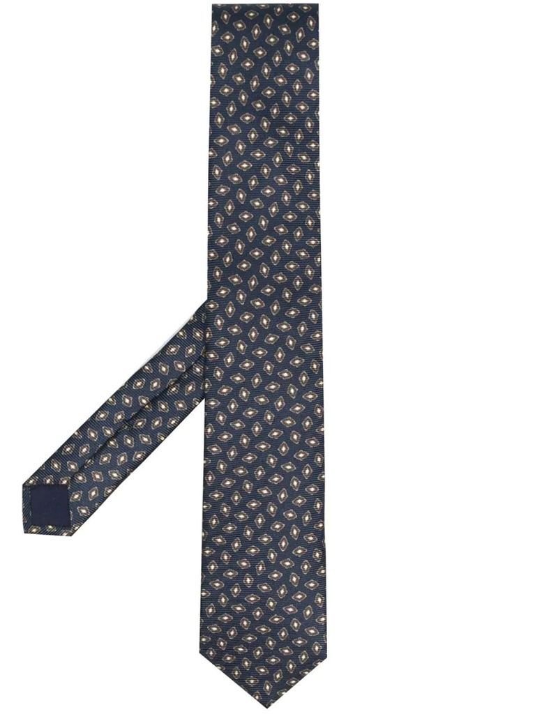 geometric-pattern silk tie