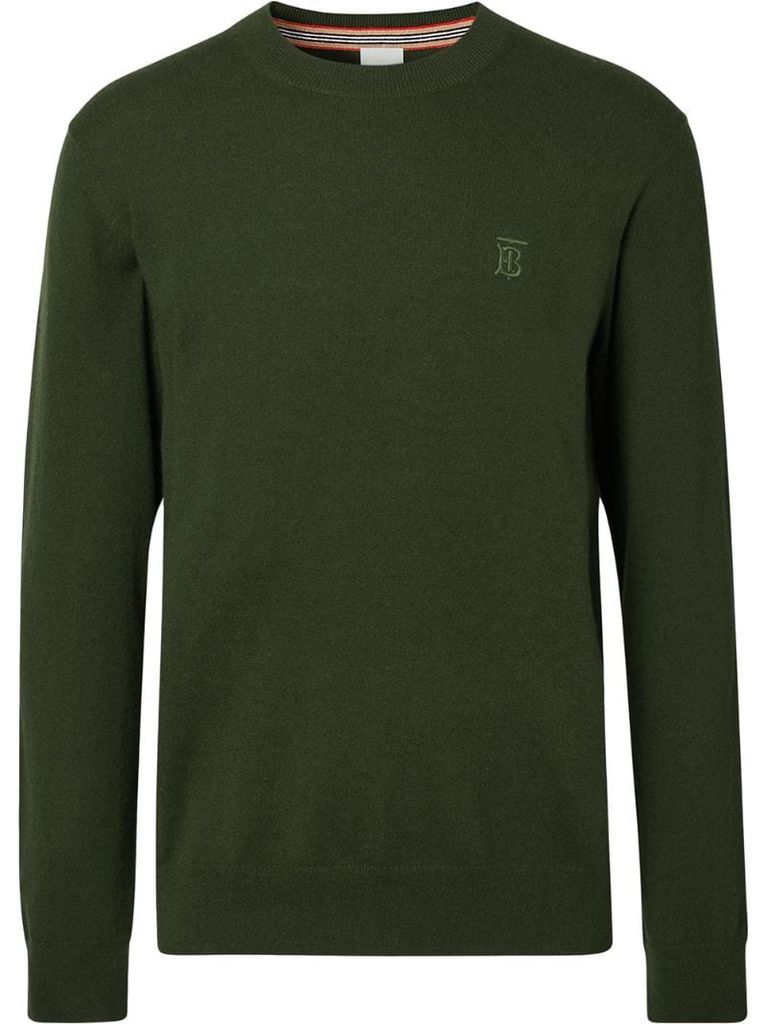 monogram-embroidered fine-knit jumper